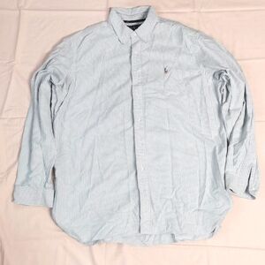 Ralph Lauren Men's Classic Fit Button Up Shirt Blue White Striped Long Sleeve XL